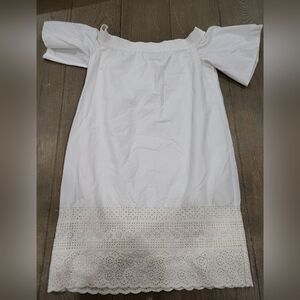 Allsaints Livia Trixi Off The Shoulder Cotton Dress Sz S Ivory Embroidered Mini